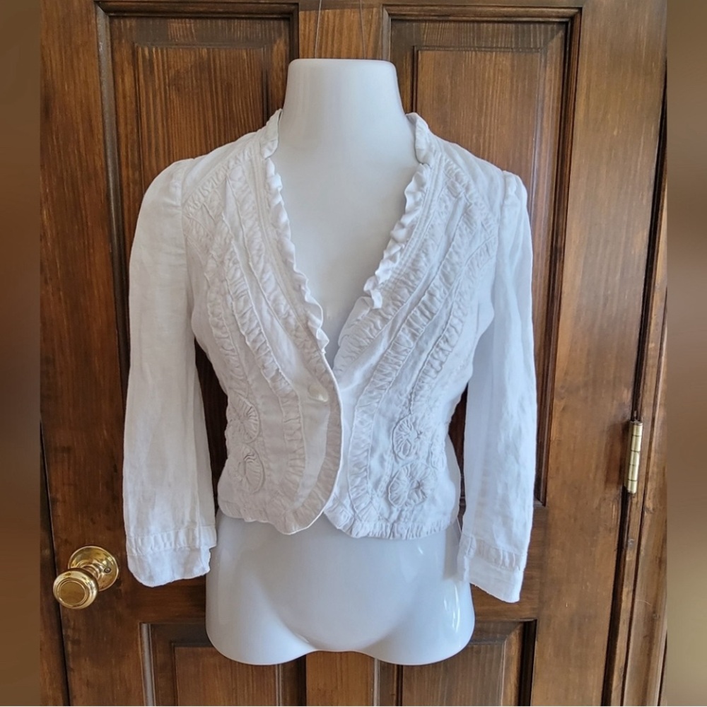 INC International Concepts Sz S White Linen Jacket P2P 18 L 14